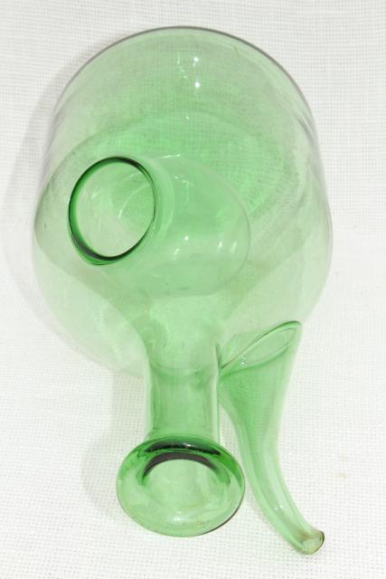 photo of 60s 70s vintage hand blown glass wine chiller bottle, ice holder cooler decanter #5