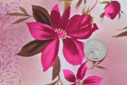 photo of 60s 70s vintage lining fabric & satin, retro pink flowered prints for spring coats #3