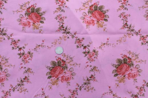 photo of 60s 70s vintage lining fabric & satin, retro pink flowered prints for spring coats #6