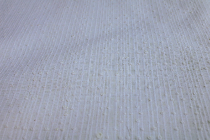 photo of 60s 70s vintage white cotton fabric, corded weave tufted dotted texture #1