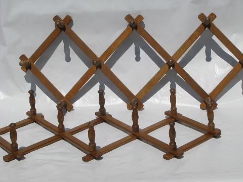 photo of 60s Japan folding wood pegboards, closet coat hooks, wall hanging racks #1