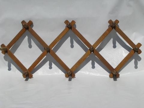 photo of 60s Japan folding wood pegboards, closet coat hooks, wall hanging racks #2