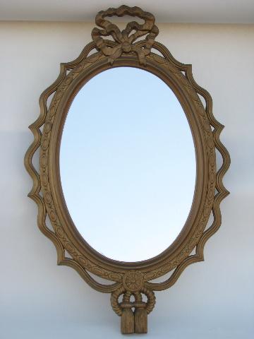 photo of 60s french country style gold rococo frame w/ mirror, vintage Burwood #1