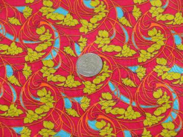 catalog photo of 60s mod abstract floral print, retro vintage cotton/poly fabric