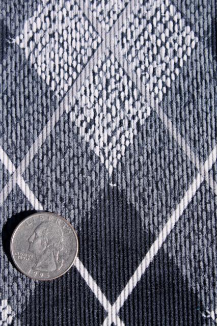 photo of 60s mod black & white argyle print cotton corduroy fabric, pincord pin wale soft vintage cord #2