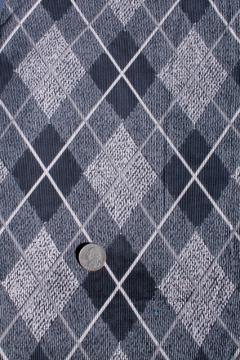 catalog photo of 60s mod black & white argyle print cotton corduroy fabric, pincord pin wale soft vintage cord