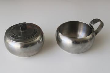 catalog photo of 60s mod vintage Cordova pattern Riviera Japan stainless creamer & sugar set 