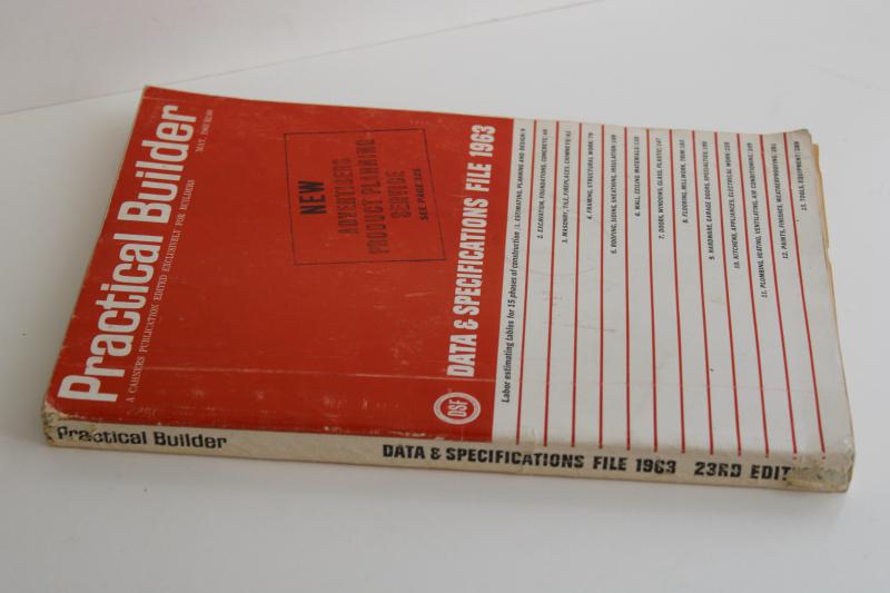 photo of 60s mod vintage Practical Builder home construction product data specs w/ ads, 1963 #2