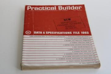 photo of 60s mod vintage Practical Builder home construction product data specs w/ ads, 1963