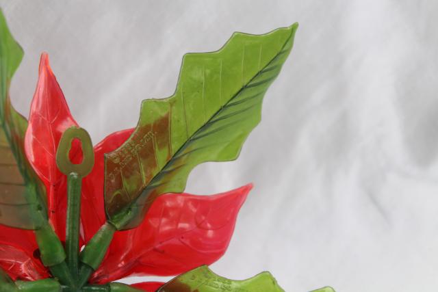 photo of 60s vintage Christmas decoration, hard plastic colored lucite poinsettia door hanging #2