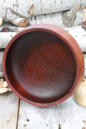 photo of 60s vintage Danish modern teak wood salad bowl, Laurids Lonborg Denmark #2