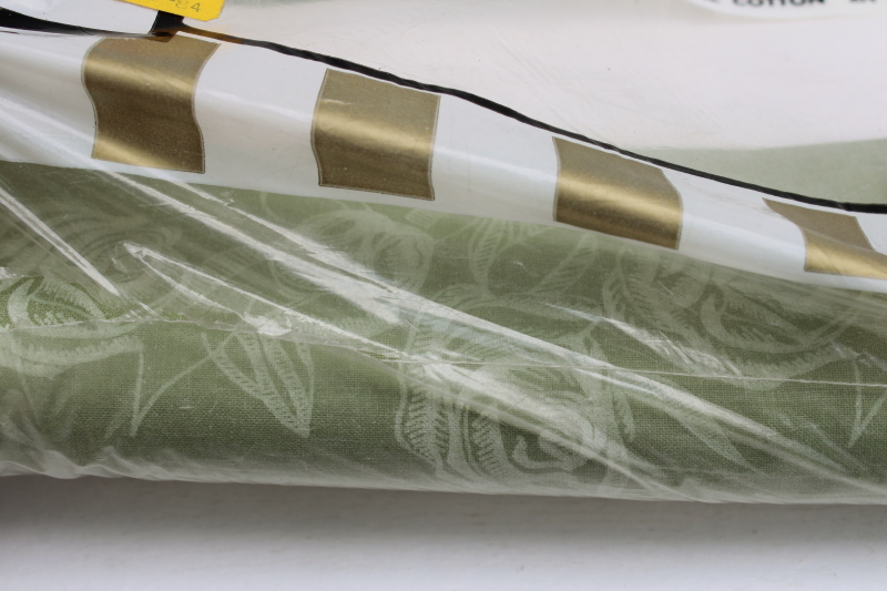 photo of 60s vintage Dolly Madison all cotton comforter or duvet cover, moody green wide stripes on white  #3
