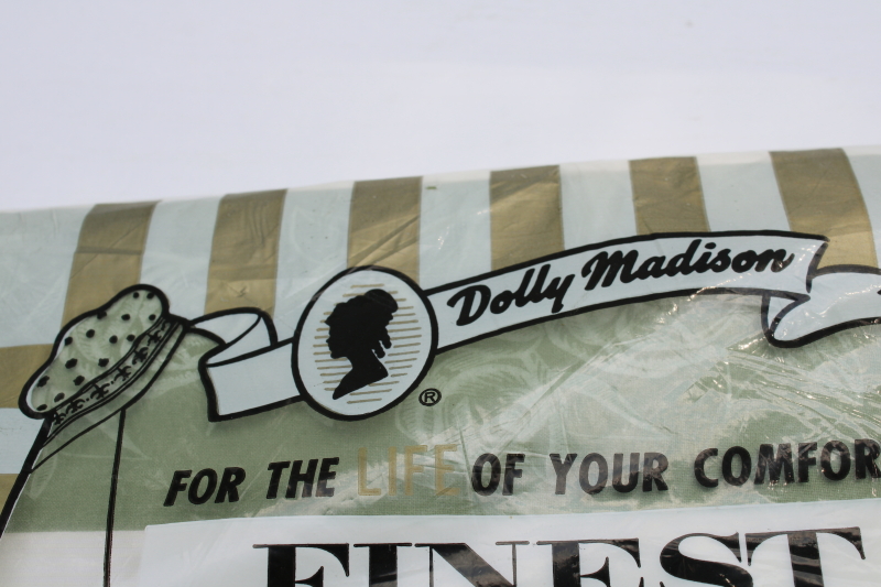 photo of 60s vintage Dolly Madison all cotton comforter or duvet cover, moody green wide stripes on white  #6