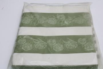 catalog photo of 60s vintage Dolly Madison all cotton comforter or duvet cover, moody green wide stripes on white 