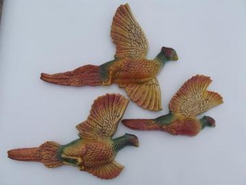 catalog photo of 60s vintage Miller chalkware wall plaques, pheasants for cabin or camp