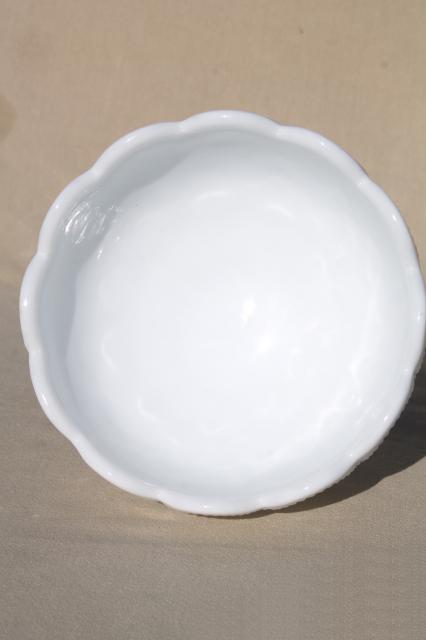 photo of 60s vintage Smith milk glass Moon & Stars pattern dish, candle bowl for flowers #3