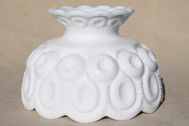 photo of 60s vintage Smith milk glass Moon & Stars pattern dish, candle bowl for flowers #5