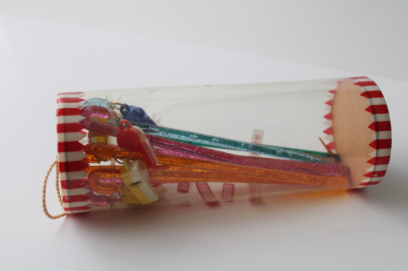 photo of 60s vintage Whizzle swizzle sticks w/ tiny whistles glitter plastic bar drink stirrers #2