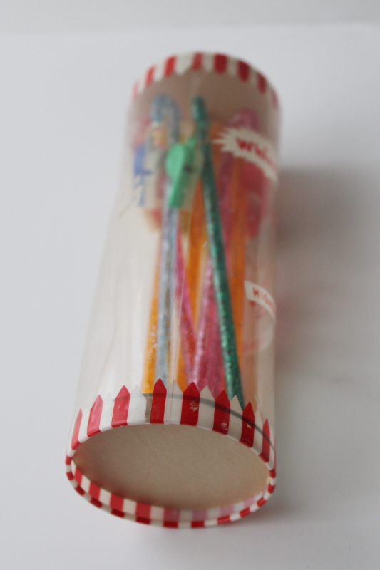 photo of 60s vintage Whizzle swizzle sticks w/ tiny whistles glitter plastic bar drink stirrers #3