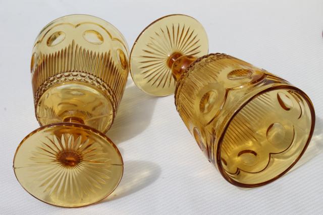 photo of 60s vintage amber glass goblets, Bartlett Collins Manhattan water / wine glasses #3