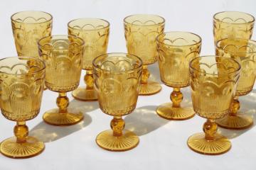 catalog photo of 60s vintage amber glass goblets, Bartlett Collins Manhattan water / wine glasses