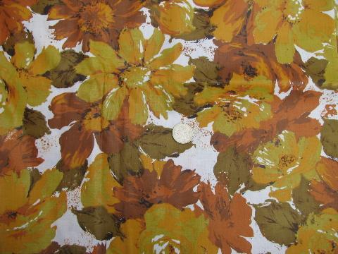 photo of 60s vintage autumn roses print cotton chintz fabric, 17 yards #1