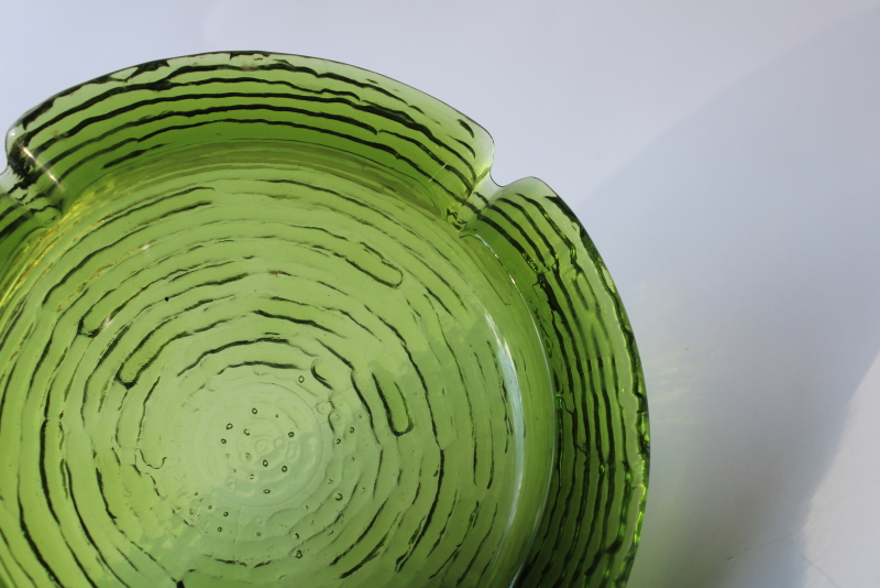 photo of 60s vintage avocado green glass ashtray Anchor Hocking Soreno chunky mod textured glass #2