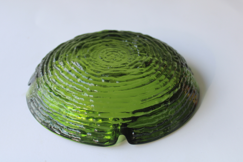 photo of 60s vintage avocado green glass ashtray Anchor Hocking Soreno chunky mod textured glass #3