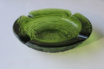 catalog photo of 60s vintage avocado green glass ashtray Anchor Hocking Soreno chunky mod textured glass 