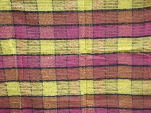 photo of 60s vintage camping / stadium blanket, tartan plaid storage bag and label #2