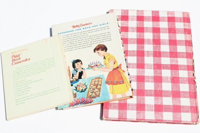 photo of 60s vintage children's cook books, kids cooking Betty Crocker, BH+G Junior Cookbook #8