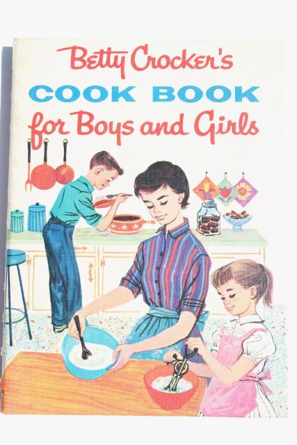 photo of 60s vintage children's cook books, kids cooking Betty Crocker, BH+G Junior Cookbook #13