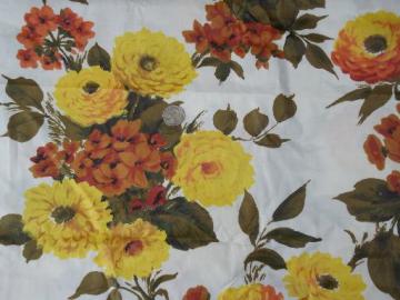 catalog photo of 60s vintage chintz, crisp polished cotton fabric, orange and yellow gold