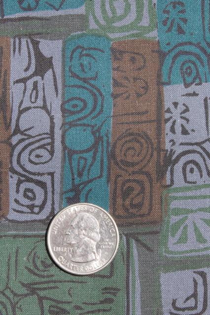 photo of 60s vintage cotton fabric, tribal ethnic abstract block print style material #1