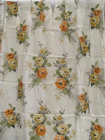 photo of 60s vintage curtains, butterfly ruffle sheers & orange roses drapes #2