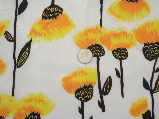 photo of 60s vintage fabric designer sample cuts, Op-Art, Luau, neon floral  #1