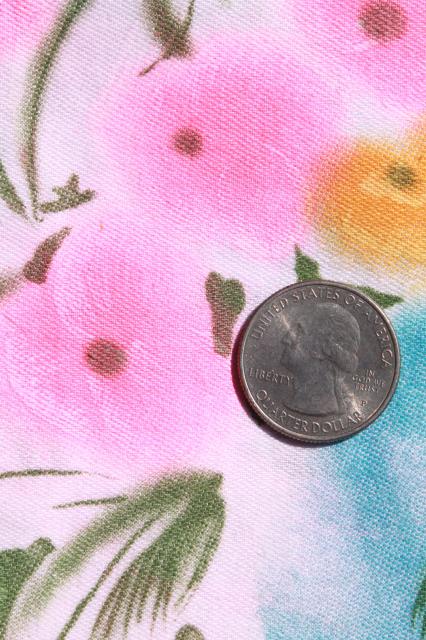 photo of 60s vintage fabric, flowers on flowers, cotton damask w/ day-glo neon print #3