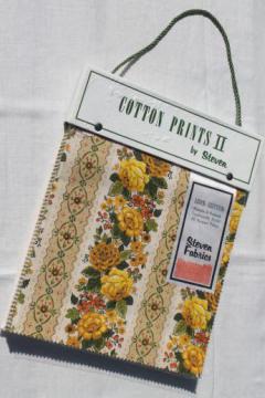 catalog photo of 60s vintage fabric sample book, floral print cotton upholstery / drapery material