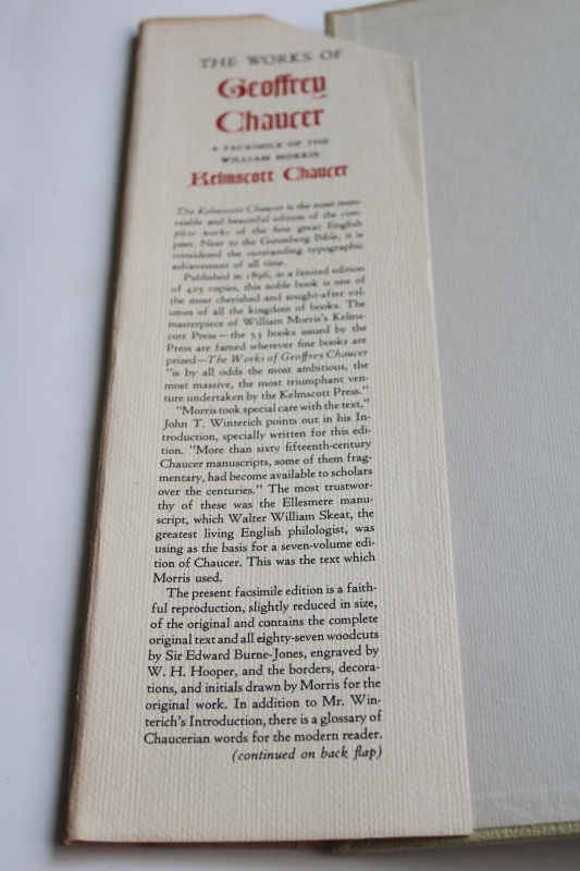 photo of 60s vintage facsimile William Morris Kelmscott Chaucer, Edward Burne-Jones illustrations  #3