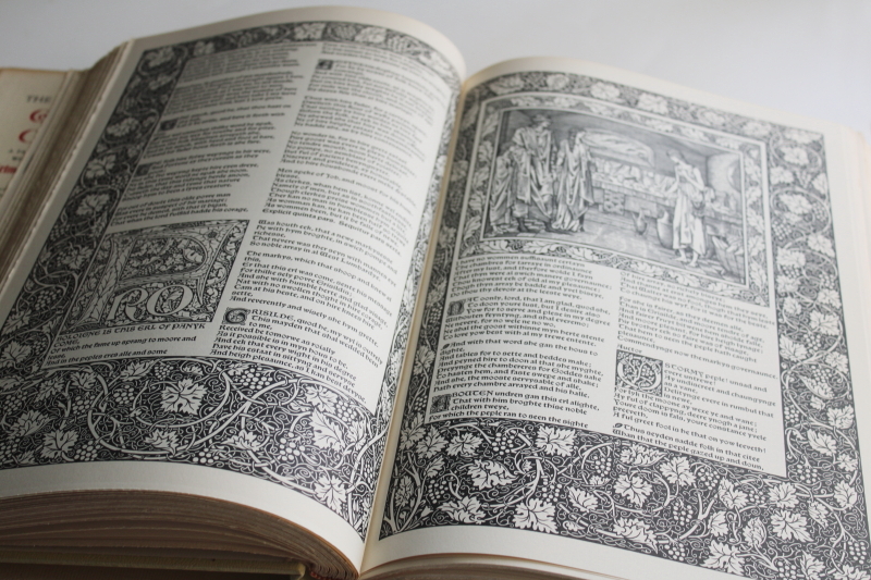 photo of 60s vintage facsimile William Morris Kelmscott Chaucer, Edward Burne-Jones illustrations  #5