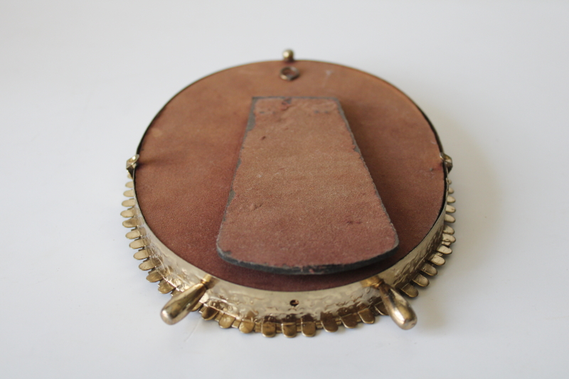 photo of 60s vintage gold metal oval picture frame, fancy photo frame w/ easel stand #3