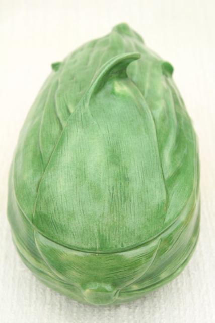 60s vintage handmade ceramic corn dish, cornware covered bowl for sweet ...