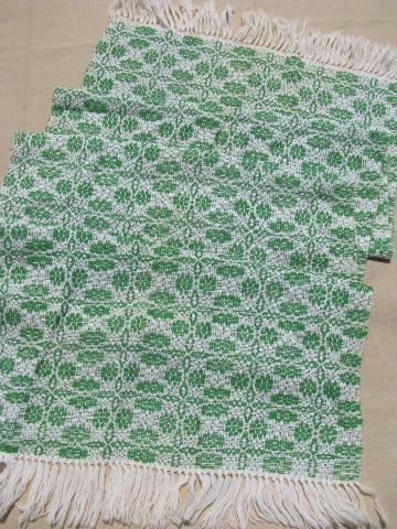 photo of 60s vintage hand-woven pure wool stole/wide scarf, Irish green & white #1