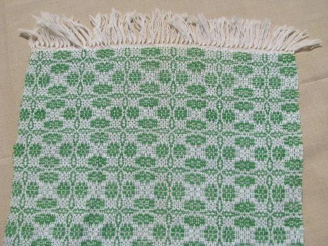 photo of 60s vintage hand-woven pure wool stole/wide scarf, Irish green & white #2