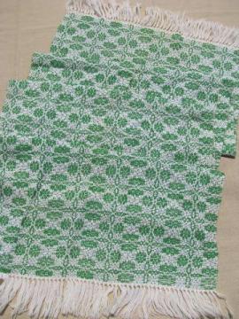 catalog photo of 60s vintage hand-woven pure wool stole/wide scarf, Irish green & white