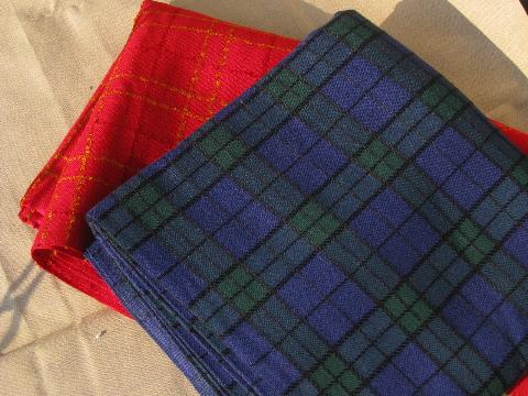 photo of 60s vintage heavy plaid fabric, schoolgirl plaids for skirts, shorts #1