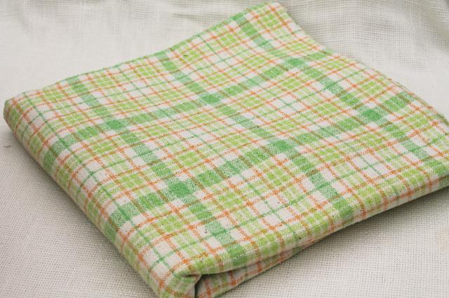 photo of 60s vintage linen weave summer suiting fabric lot, preppy colors checked plaids #6