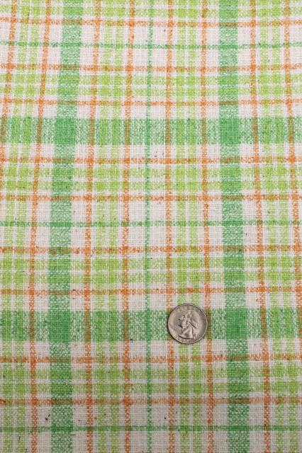 photo of 60s vintage linen weave summer suiting fabric lot, preppy colors checked plaids #7