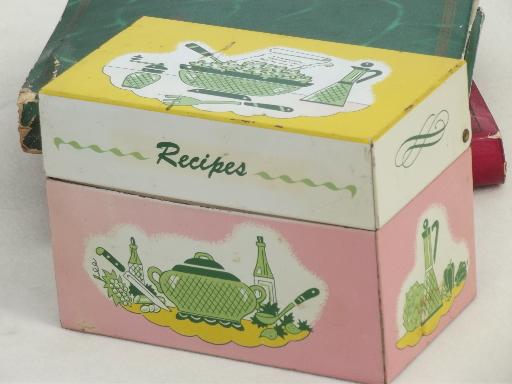 photo of 60s vintage metal Recipes box & lot of hand written & typed recipe cards #3
