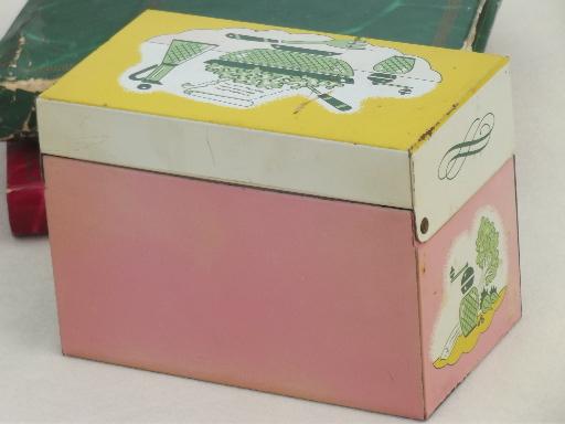 photo of 60s vintage metal Recipes box & lot of hand written & typed recipe cards #4